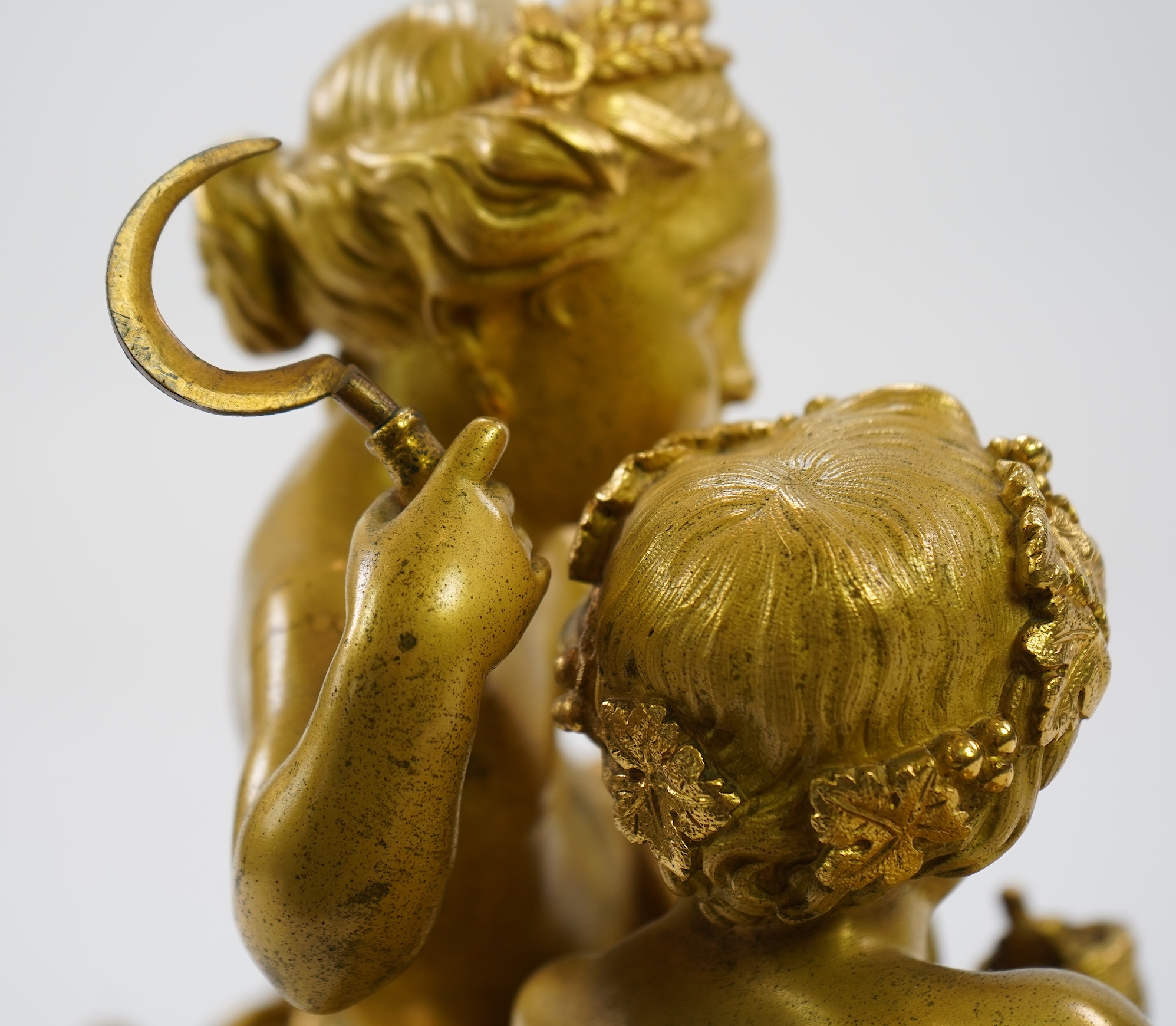 A late 19th century French gilt bronze figural mantel clock